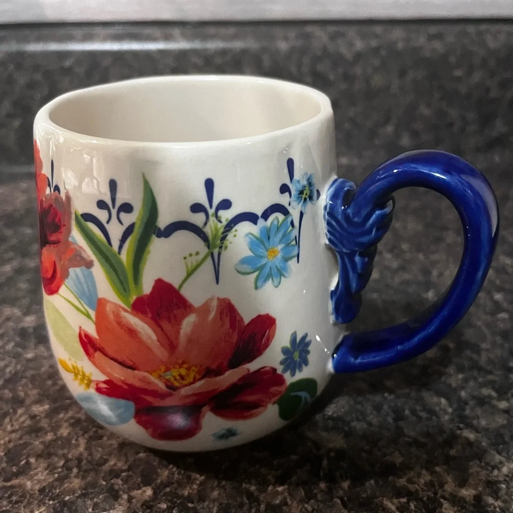 The Pioneer Woman Floral Mug with Blue Handle